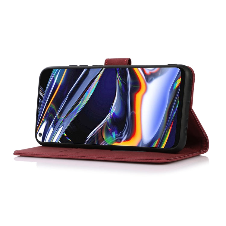 Red matte leather folio phone case with front stand for landscape viewing
