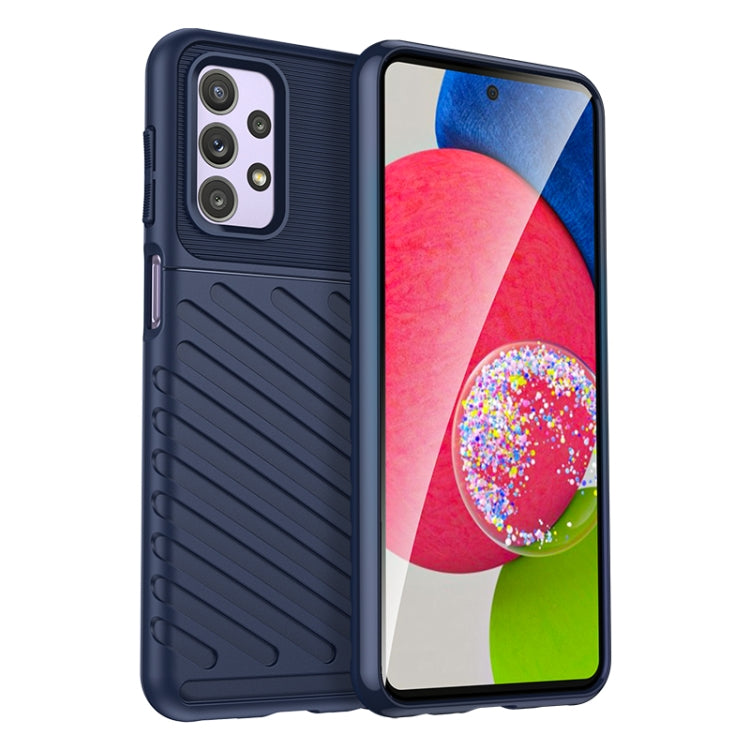 Blue TPU phone case with textured back and camera lens openings