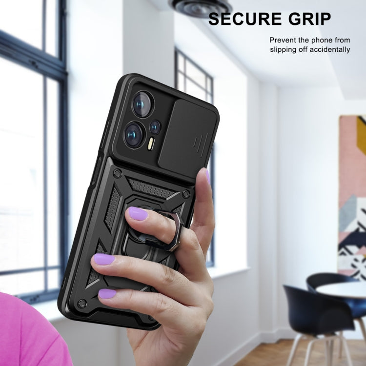 Black sliding camera phone case with secure grip design and lens cover