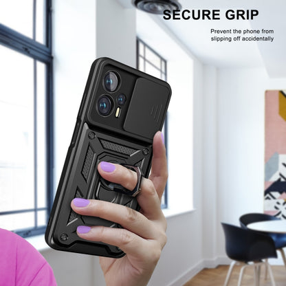 Black sliding camera phone case with secure grip design and lens cover
