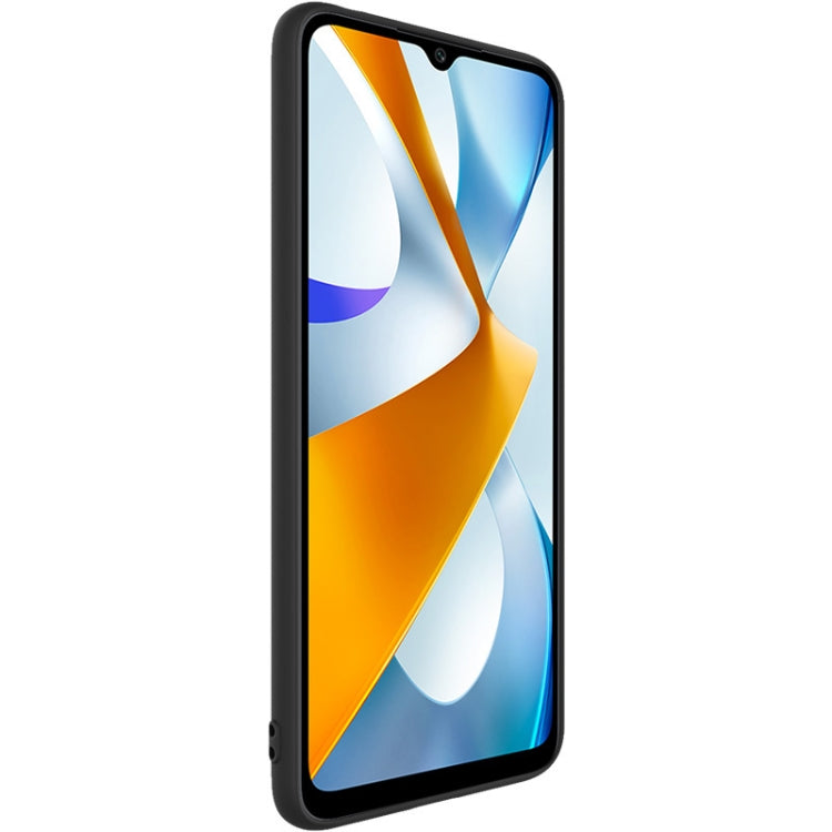 Frosted TPU phone case for Xiaomi Poco C40, black; raised edges and camera openings