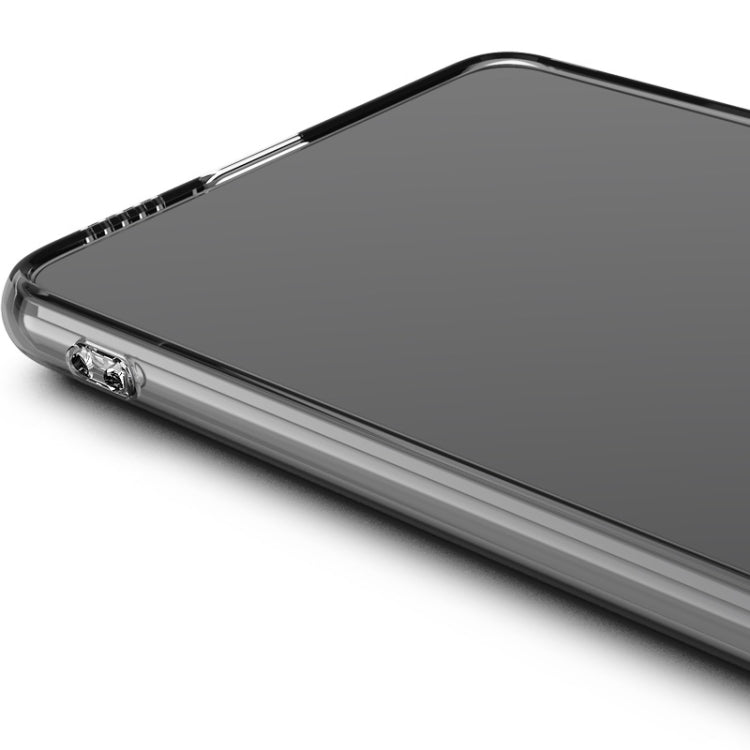 Clear TPU phone case with raised lip for screen protection and port opening