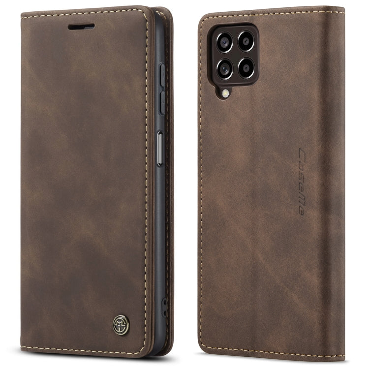 Brown leather phone case, dual-camera cutout, flip cover with side ports
