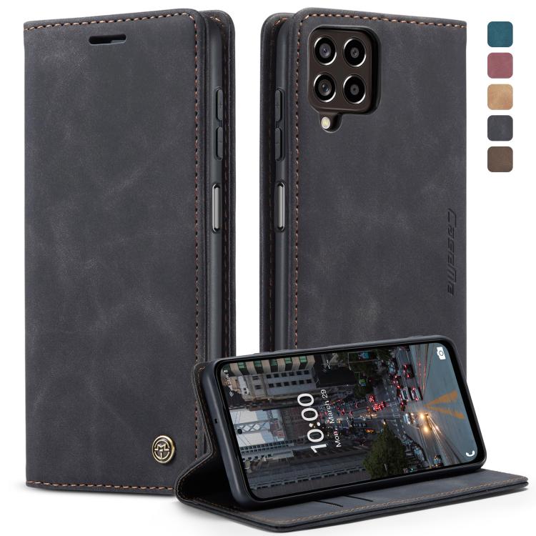 Dark gray leather folio phone case with horizontal flip stand and side openings