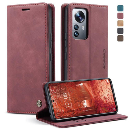 Rose pink leather folio phone case with horizontal flip stand and stitched trim