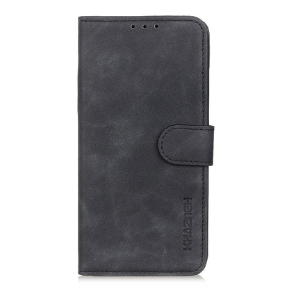 Black flip leather phone case with secure clasp and cutouts along the top edge.