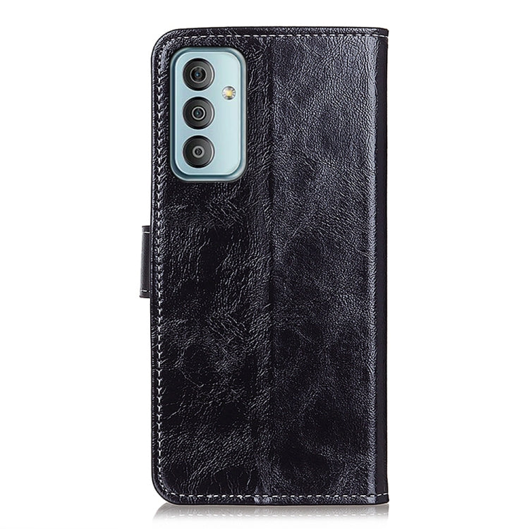 Black crazy horse leather phone case with camera cutout and slim folio profile