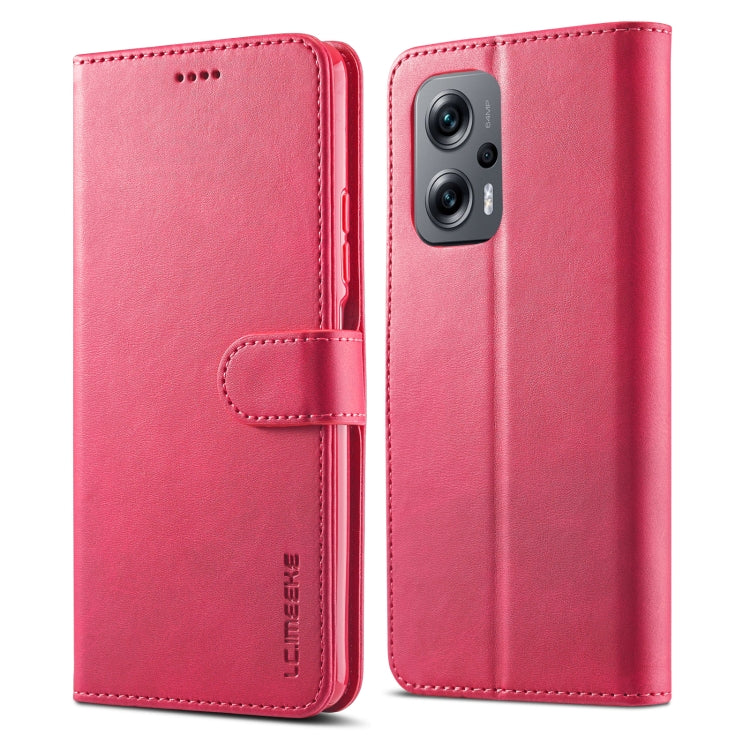 Red calf-textured leather wallet phone case with folio front and stitched edges.