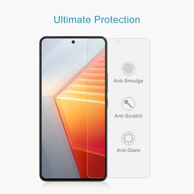 Transparent tempered glass screen protector next to smartphone screen for coverage