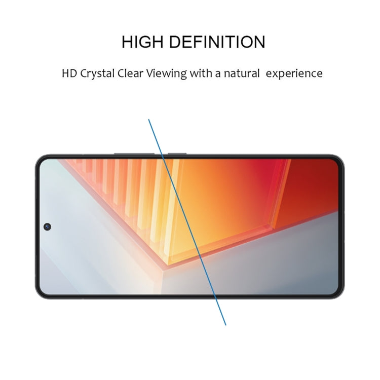 Tempered glass screen protector with full coverage overlay on phone display