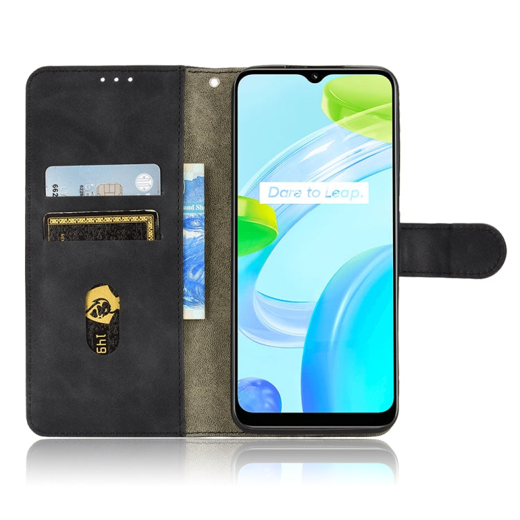 Black leather flip phone case with inner card slots and foldover stand