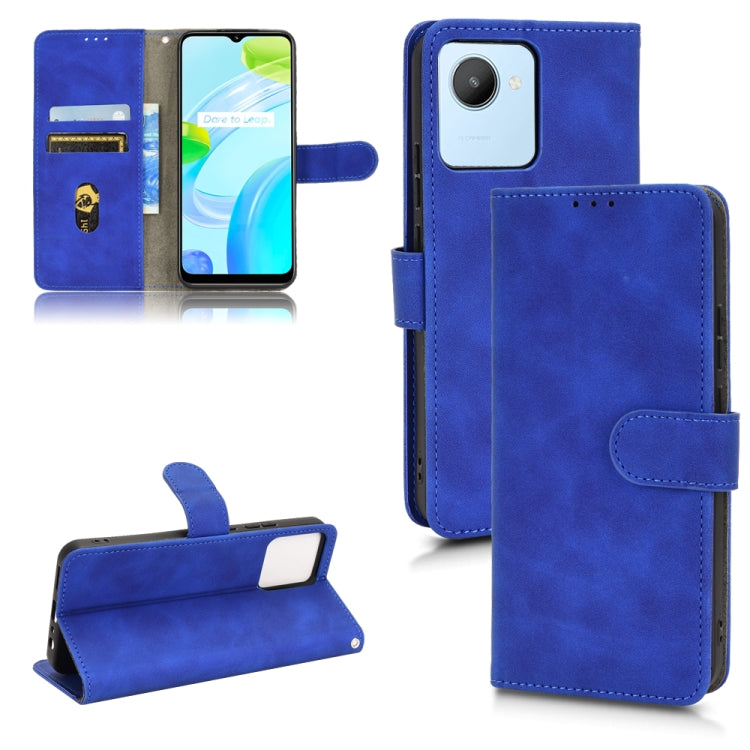 Blue leather flip phone case with magnetic closure and card slots