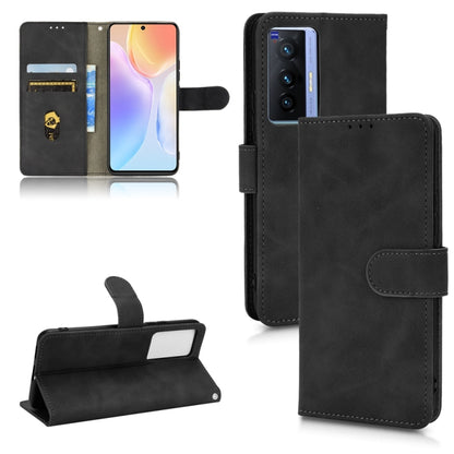 Black leather flip phone case with camera cutout and foldover stand