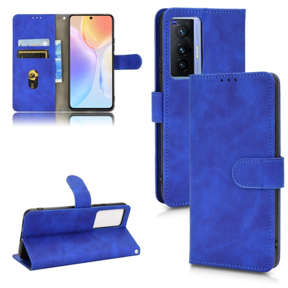 Blue magnetic flip leather phone case with card slots and side camera cutout