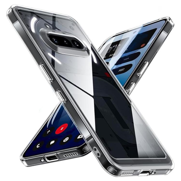 Clear shockproof phone case from the side, with raised bezel around the screen