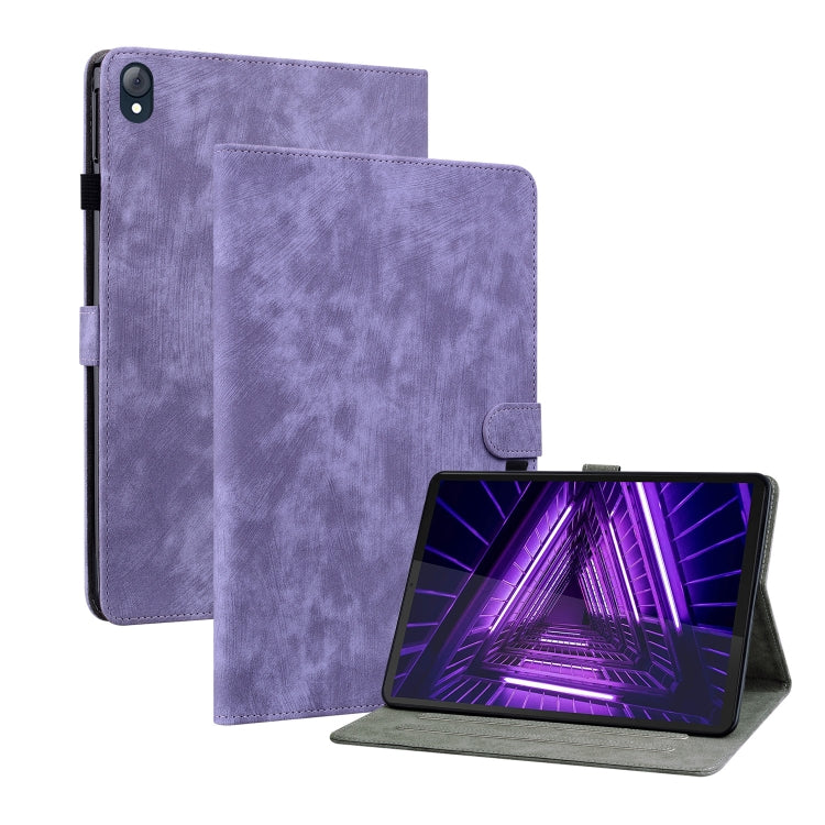 Purple PU tablet folio case with stand, front flap, and side opening for camera