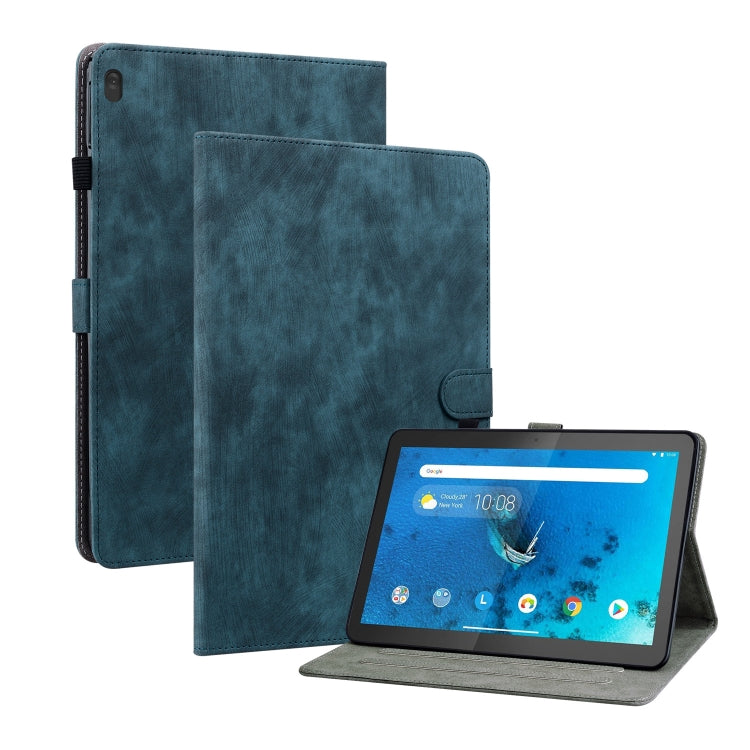 Dark teal PU tablet case with front flap and stand; tablet in landscape view