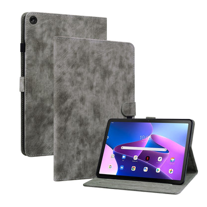 Light grey PU tablet case with front flap and stand; tablet screen in landscape view