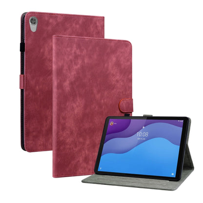 Red PU folio tablet case with stand, front pocket and camera cutout.