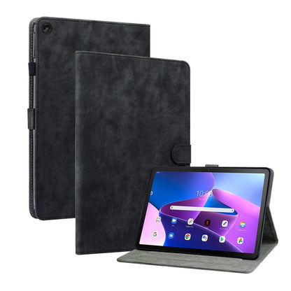 Black PU tablet case with folio cover and built-in stand, tablet propped up
