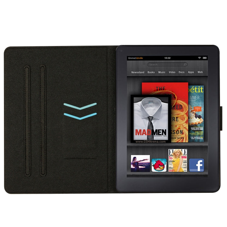 Smart leather tablet case with fold stand and front cover, black interior and screen view