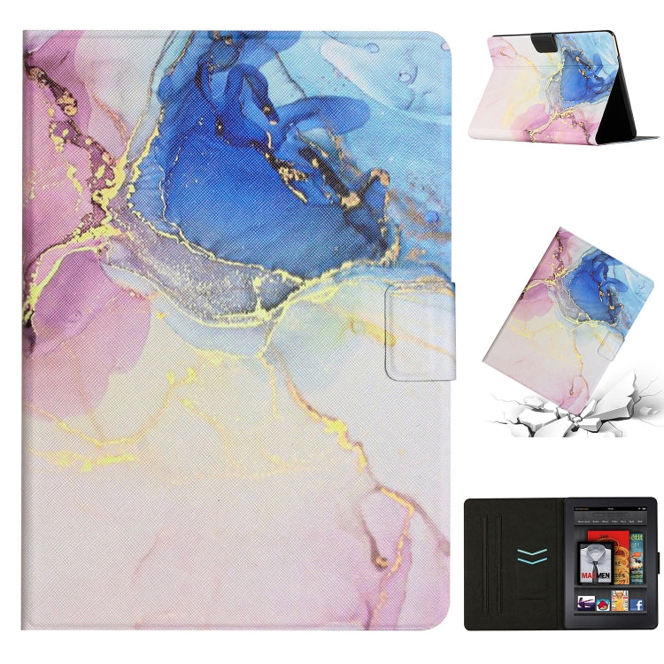 Marble smart leather tablet case with stand-style fold cover, pink blue marble design