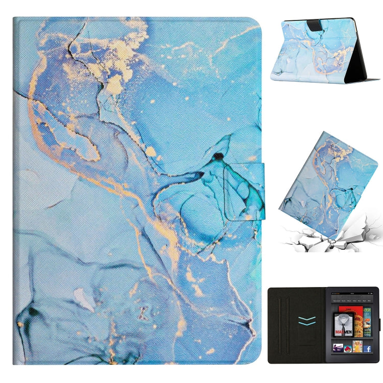 Marble smart leather tablet case, light blue and gold pattern with folding stand