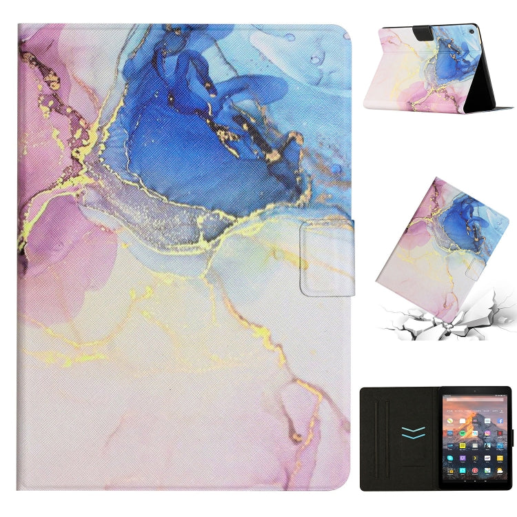 Marble smart leather tablet case with protective front flap and purple-blue marble pattern