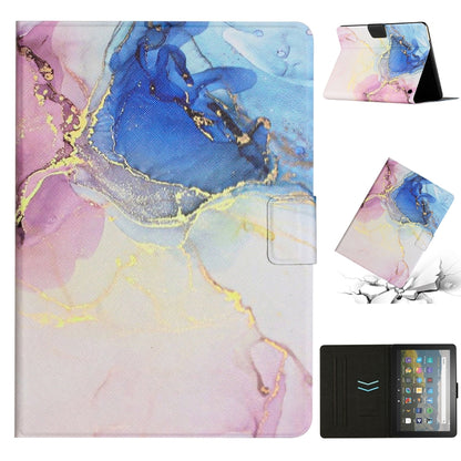 Marble smart leather tablet case with fold-over cover, pastel pink and blue marble look