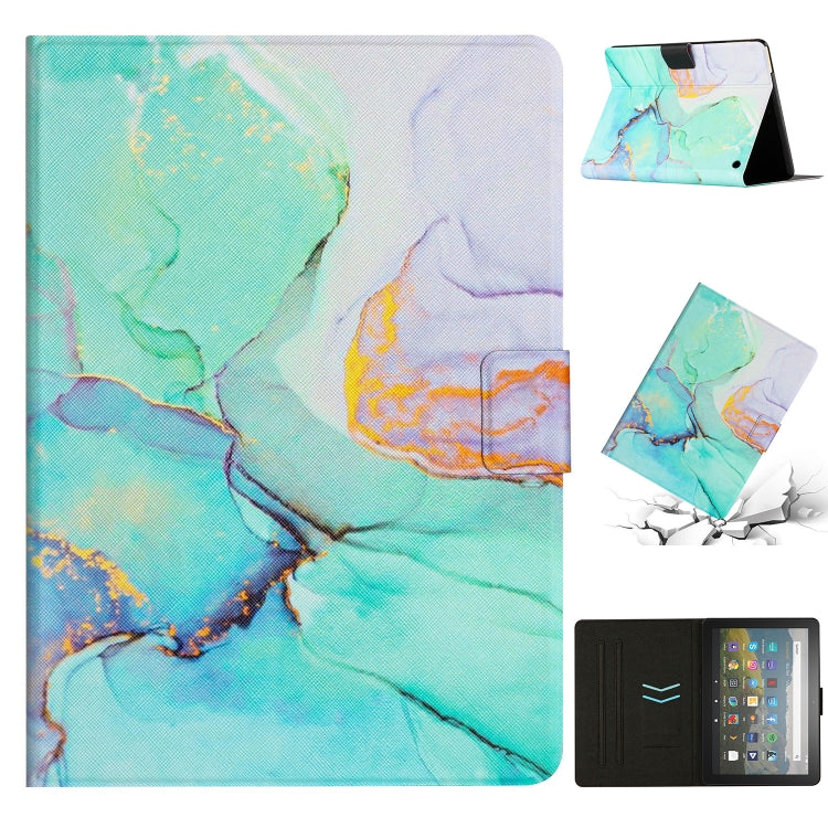 Smart leather tablet folio case in turquoise marble print with viewing stand
