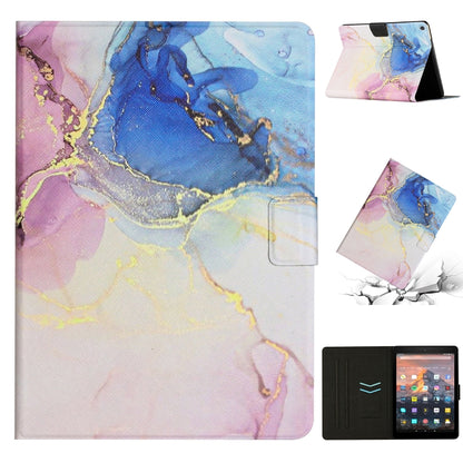 Marble smart leather tablet case with stand-ready flap and blue/pink marble artwork