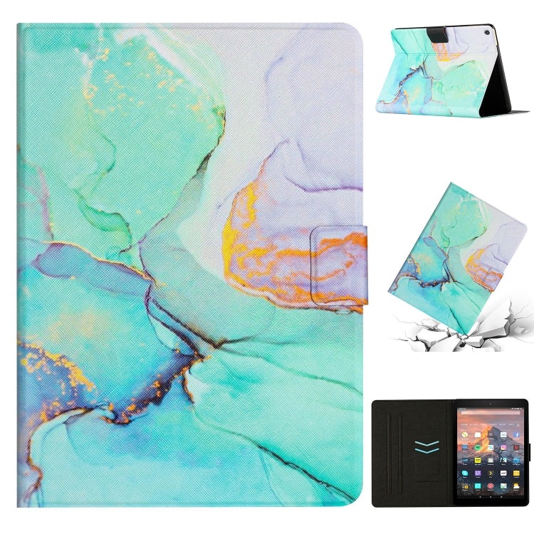 Turquoise marble smart folio tablet case with black interior and foldable stand