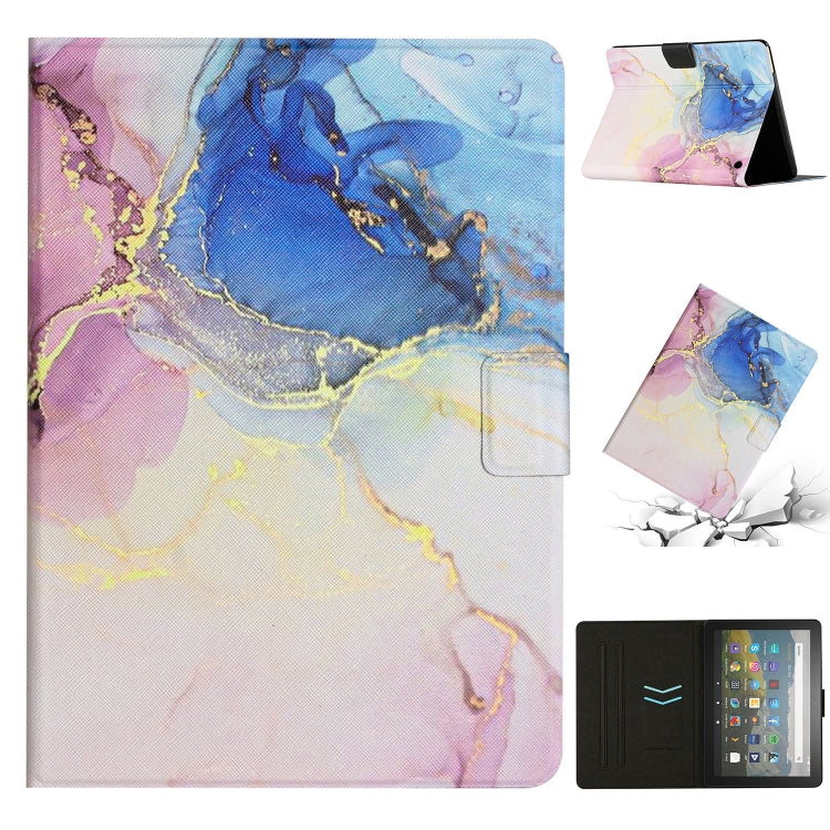 Marble smart leather tablet case with protective flap and multicolor marble pattern in blue
