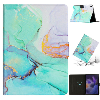 Smart leather tablet folio case, turquoise marble design with angled stand