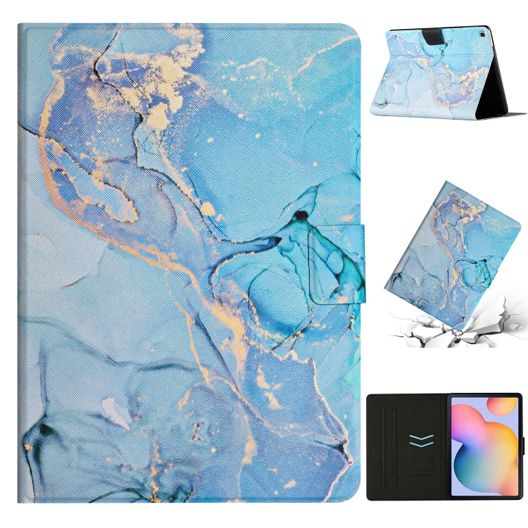 Blue marble smart tablet case, folio cover showing stand and device fit.