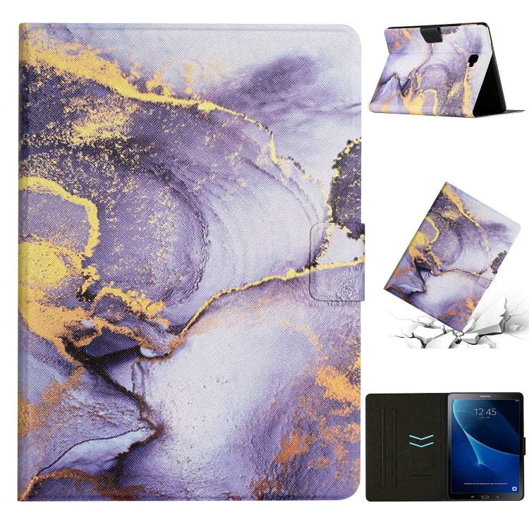 Marble-pattern smart leather tablet case with folio kickstand and purple-yellow marbling