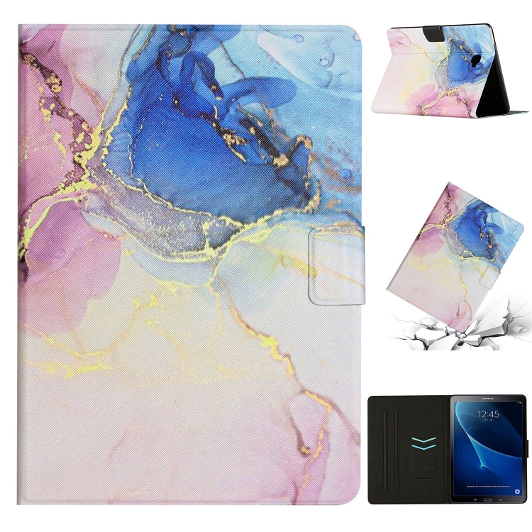 Marble-pattern smart leather tablet case with folio stand, purple blue marble front