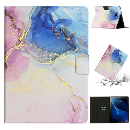 Marble-pattern smart leather tablet case with folio stand, purple blue marble front