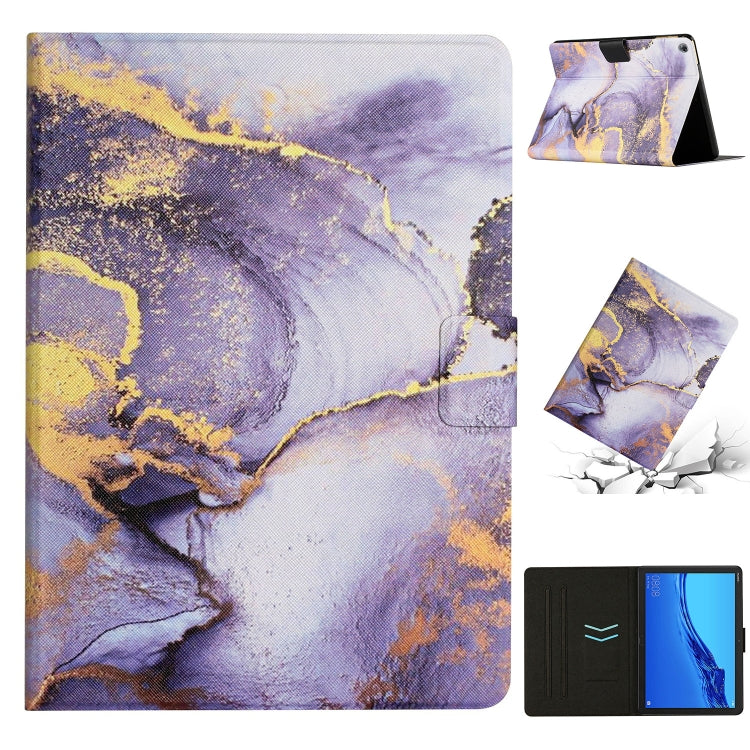 Marble-pattern smart leather tablet case with stand-up angle, purple-yellow marble pattern