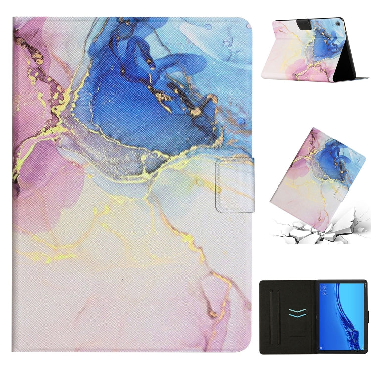 Marble-pattern smart leather tablet case with folio cover and kickstand, purple blue pink
