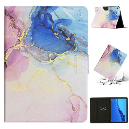 Marble-pattern smart leather tablet case with folio cover and kickstand, purple blue pink