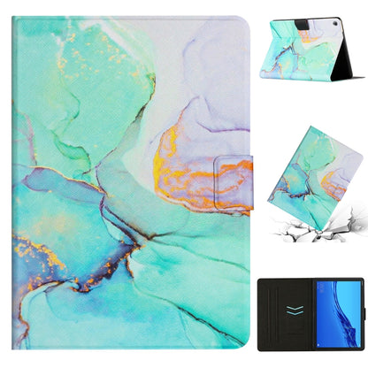 Marble smart leather tablet case, turquoise and white pattern with folding stand