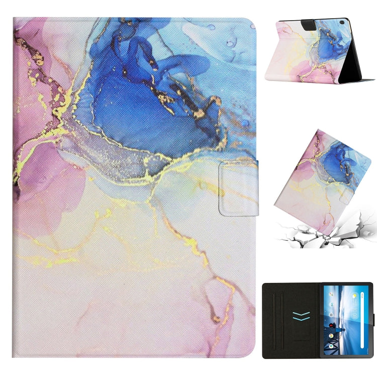 Marble-pattern smart leather tablet case with protective folio, purple blue pink design