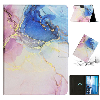 Marble-pattern smart leather tablet case with protective folio, purple blue pink design