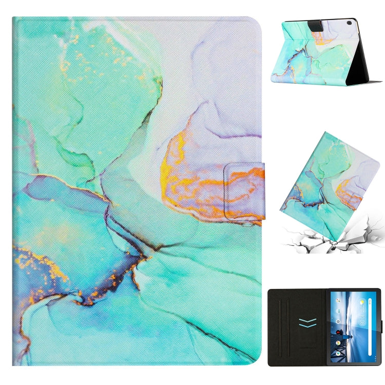 Marble smart leather tablet case, turquoise and white pattern with folding stand