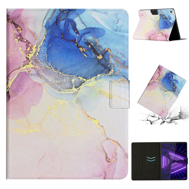 Marble-pattern smart leather tablet case with stand cover, purple blue pink marble finish