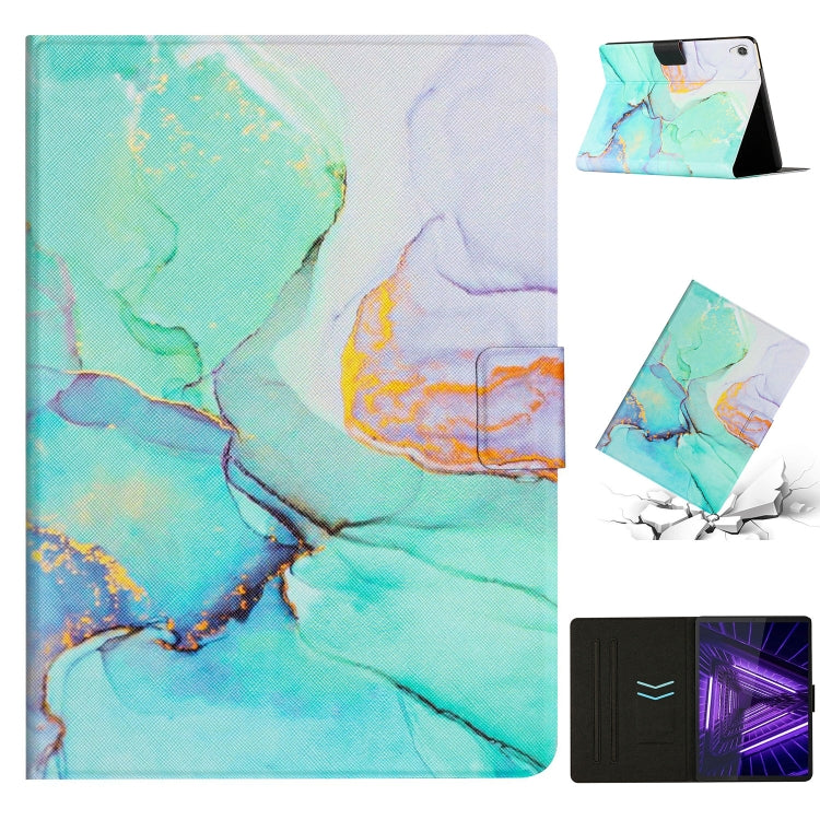 Marble smart leather tablet case, turquoise and white pattern with folding stand