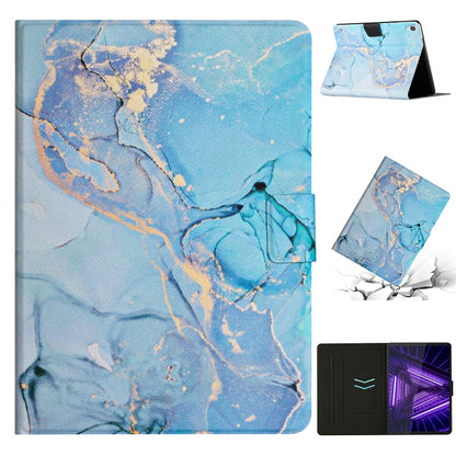 Blue marble smart leather tablet case showing foldable front stand