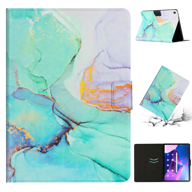Marble smart leather tablet case, turquoise and white pattern with folding stand