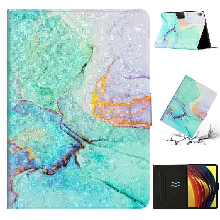 Marble smart leather tablet case, turquoise and white pattern with folding stand